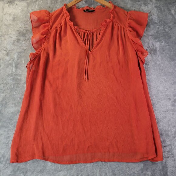 Banana Republic Womens Sleeveless Ruffle‎ Flutter Top Orange Boho Chic Tunic Top - Picture 1 of 7
